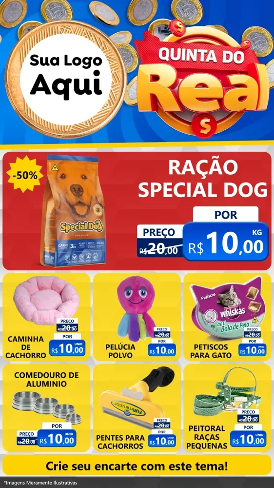 Modelo de Rede Social para Stories com o tema Quinta do Real para Pet Shop