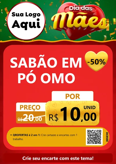 Modelo de Cartaz para Cartaz A4 Vertical com o tema Dia das Mães para Produtos de Limpeza