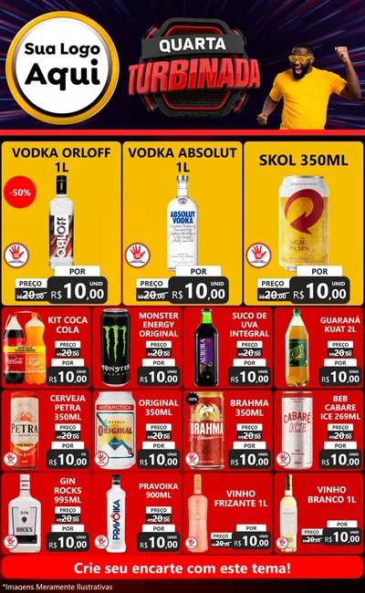 Modelo de Encarte para Encarte Grande com o tema Quarta Turbinada para Distribuidora de bebidas