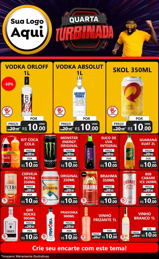 Modelo de Encarte para Encarte Grande com o tema Quarta Turbinada para Distribuidora de bebidas