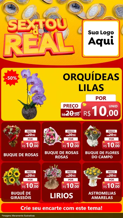 Modelo de Rede Social para Stories com o tema Sextou do Real para Floricultura e jardim