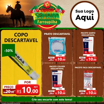 Modelo de Rede Social para Feed Facebook com o tema Especial Semana Farroupilha para Embalagens