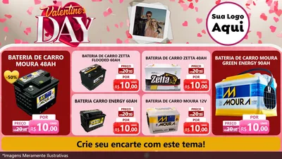 Modelo de TV para TV Horizontal com o tema Valentine's Day para Baterias Elétricas