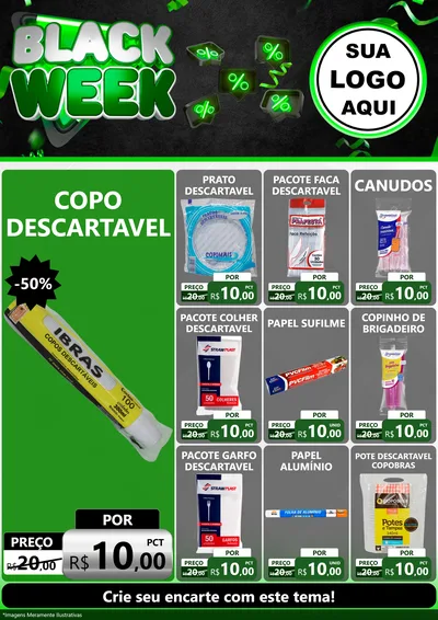 Modelo de Encarte para Encarte A4 Vertical com o tema Black Week para Embalagens
