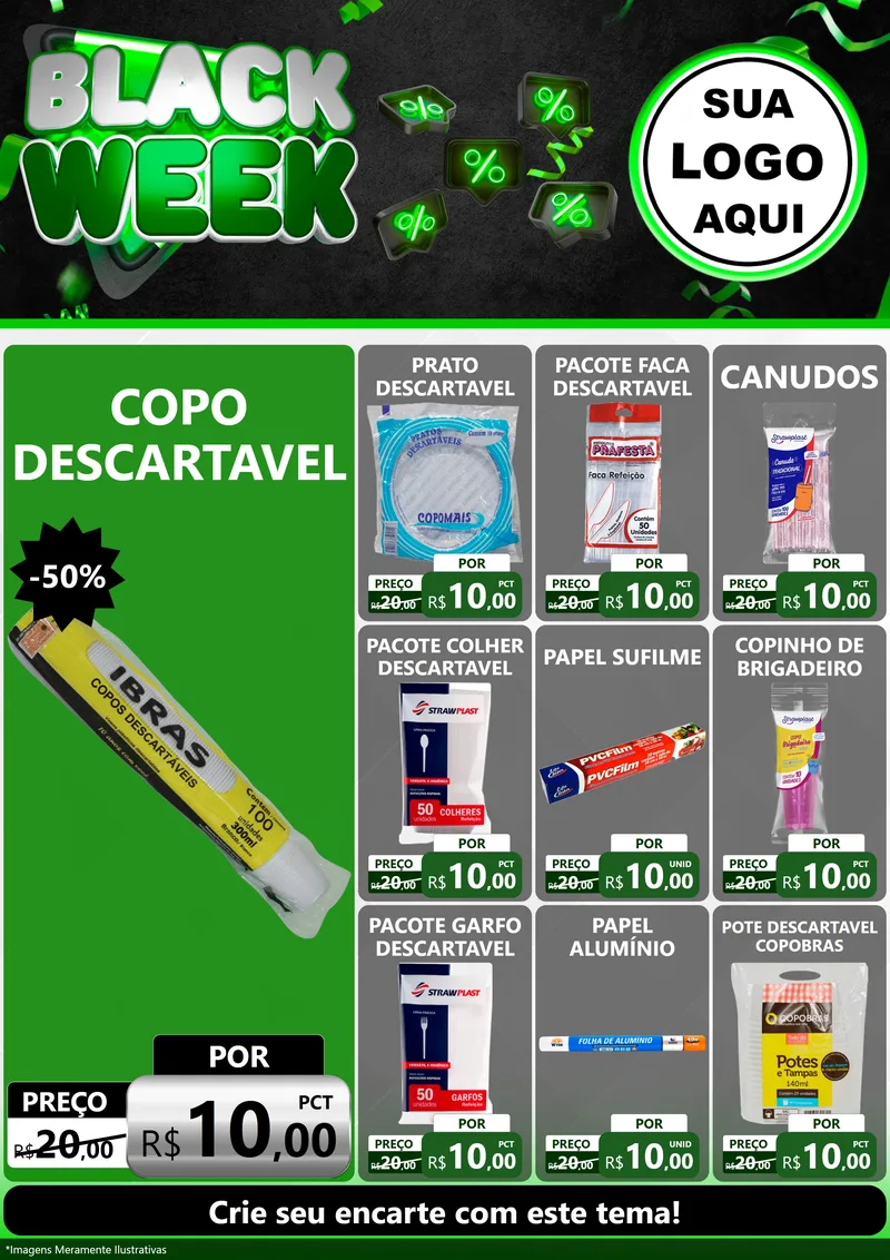 Modelo de Encarte para Encarte A4 Vertical com o tema Black Week para Embalagens