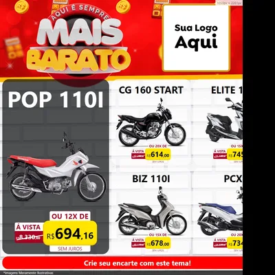 Modelo de Rede Social para Feed Facebook com o tema Mais Barato para Concessionaria de Motos