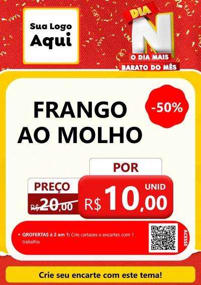 Modelo de Cartaz para Cartaz A4 Vertical com o tema Dia N o Dia Mais Barato do Mês para Restaurante