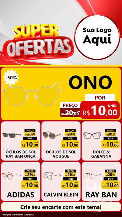 Modelo de Rede Social para Stories com o tema Super Ofertas para Óticas