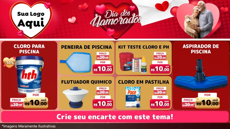 Modelo de TV para TV Horizontal com o tema Dia Dos Namorados para Produtos para Piscina