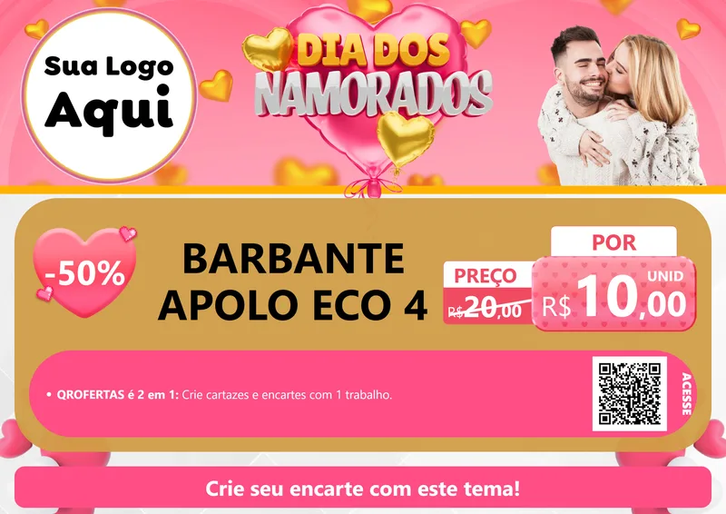 Modelo de Cartaz para Cartaz A4 Horizontal com o tema Dia dos Namorados para Armarinho e Aviamentos