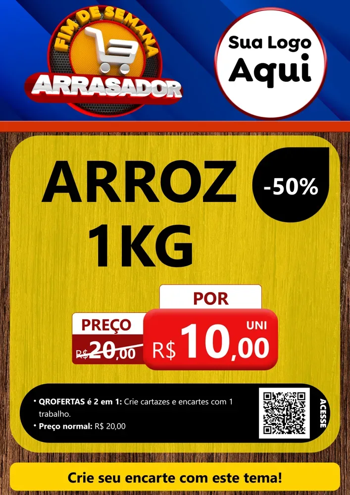 Modelo de Cartaz para Cartaz A4 Vertical com o tema Fim De Semana Arrasador para Supermercado