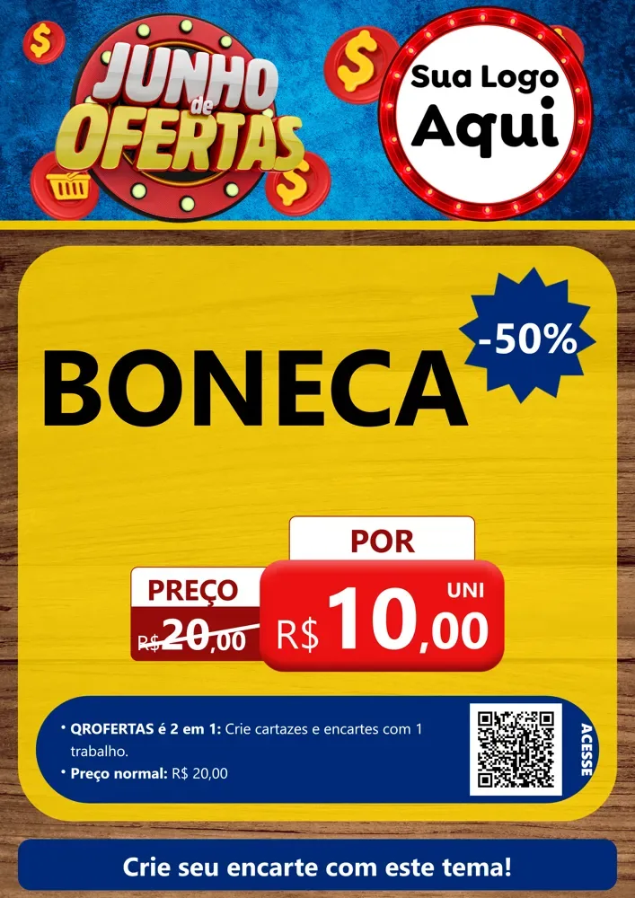 Modelo de Cartaz para Cartaz A4 Vertical com o tema Junho de Ofertas para Brinquedos