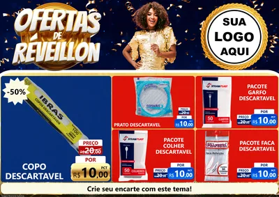 Modelo de Encarte para Encarte A4 Horizontal com o tema Ofertas de Réveillon para Embalagens