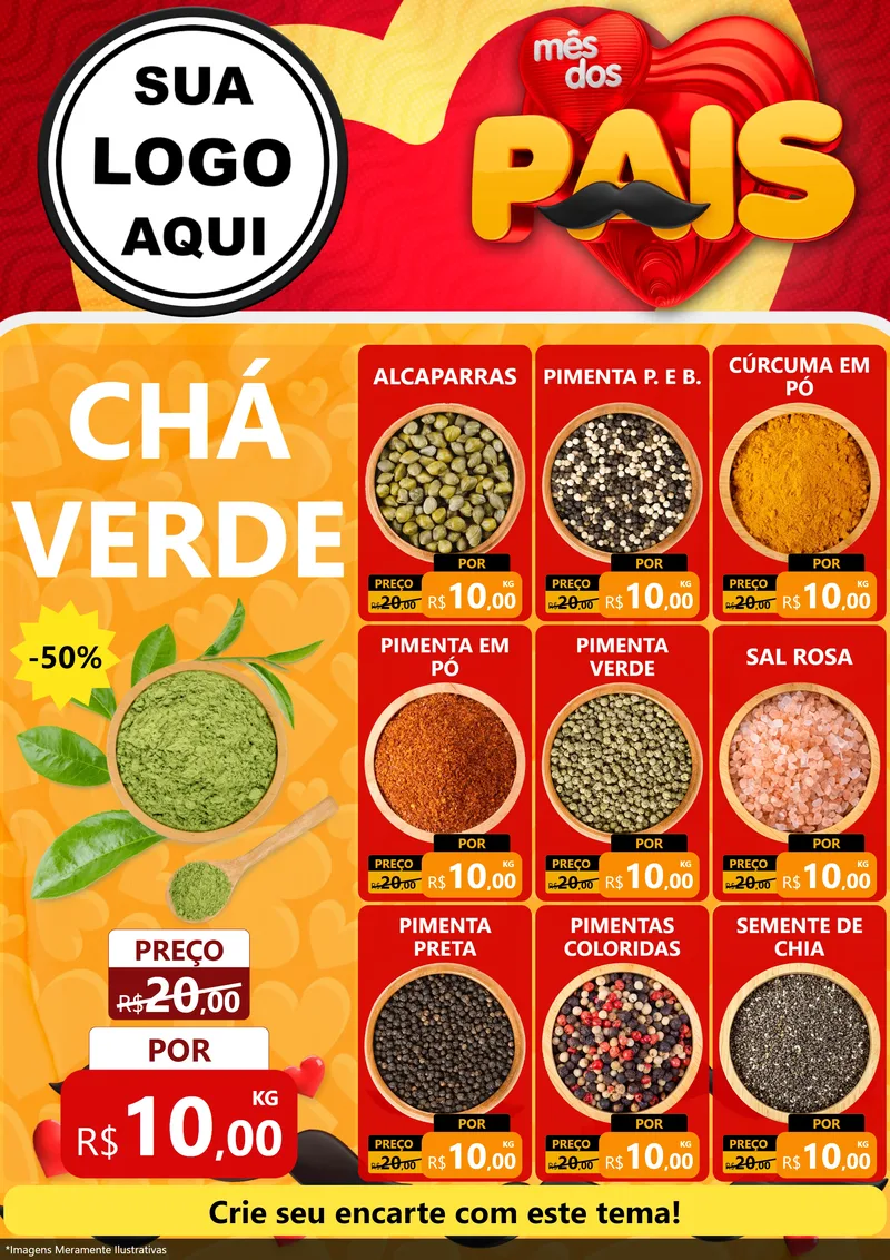 Modelo de Encarte para Encarte A4 Vertical com o tema Mês Dos Pais para Produtos Naturais