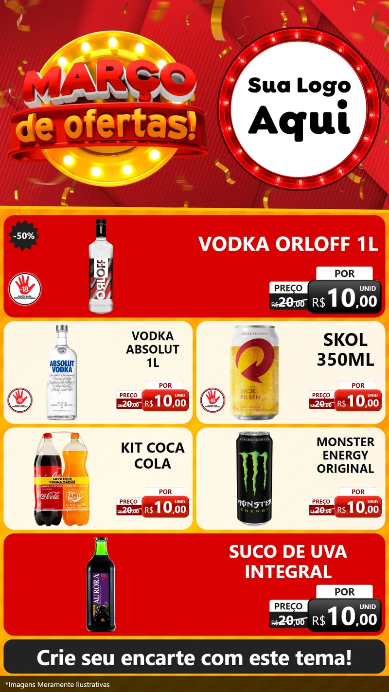 Modelo de TV para TV Vertical com o tema Março de Ofertas! para Distribuidora de bebidas