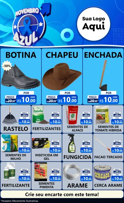 Modelo de Encarte para Encarte Grande com o tema Novembro Azul para Agropecuária