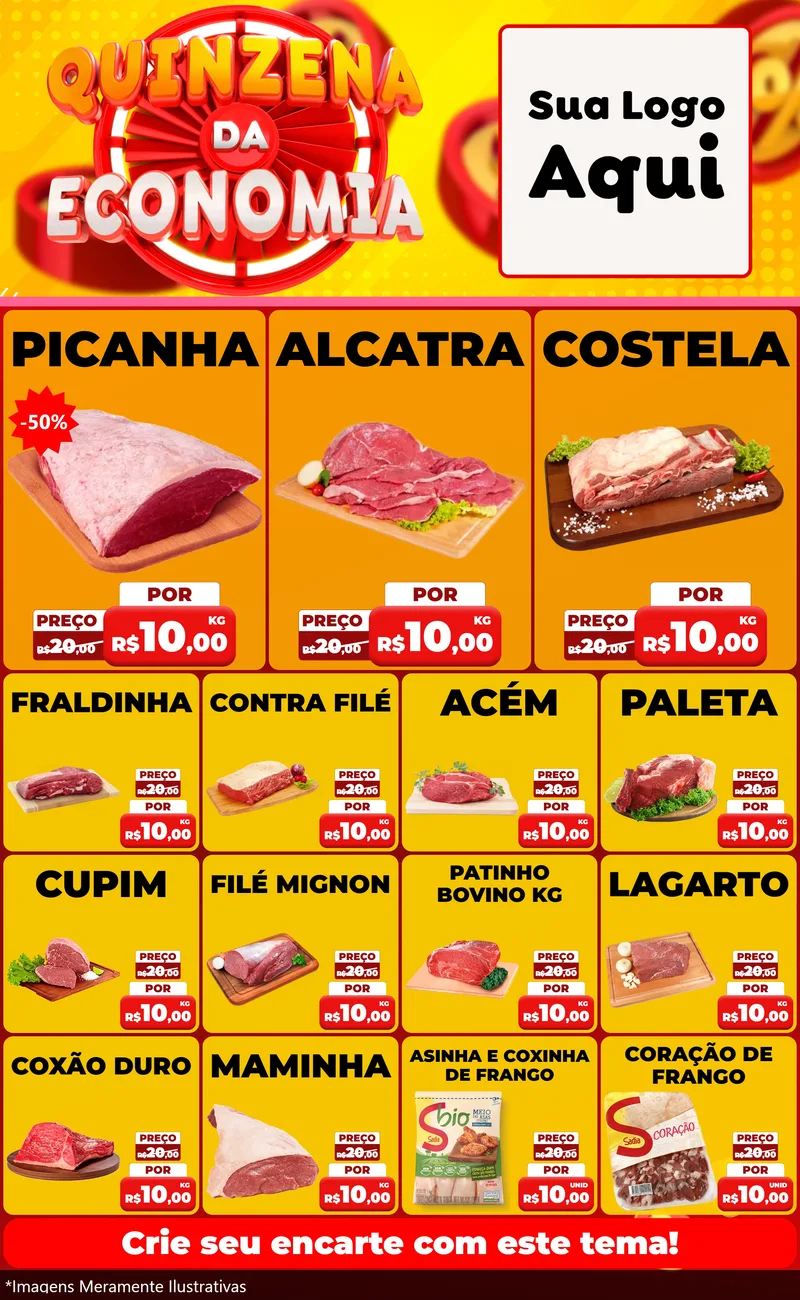 Modelo de Encarte para Encarte Grande com o tema Quinzena Da Economia para Açougue