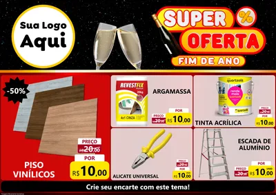 Modelo de Encarte para Encarte A4 Horizontal com o tema Super Oferta Fim de Ano para Material para Construção