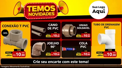 Modelo de TV para TV Horizontal com o tema Temos Novidades para Tubos e conexões