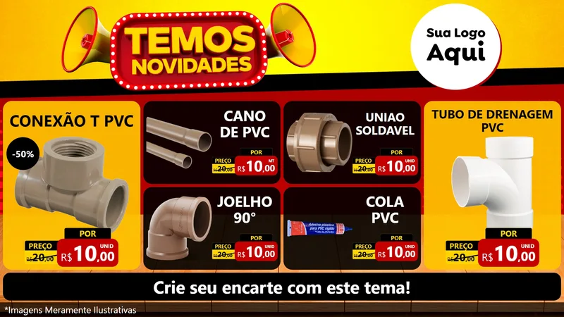 Modelo de TV para TV Horizontal com o tema Temos Novidades para Tubos e conexões