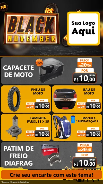 Modelo de TV para TV Vertical com o tema Black November para Moto peças