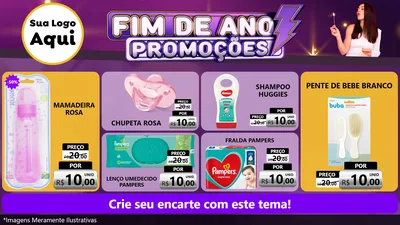 Modelo de TV para TV Horizontal com o tema Fim de Ano Promoções para Bebês
