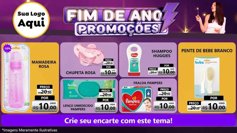 Modelo de TV para TV Horizontal com o tema Fim de Ano Promoções para Bebês