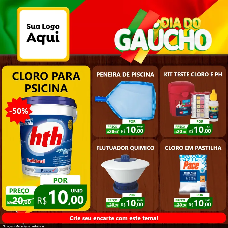 Modelo de Rede Social para Feed Facebook com o tema Dia do Gaúcho para Produtos para Piscina