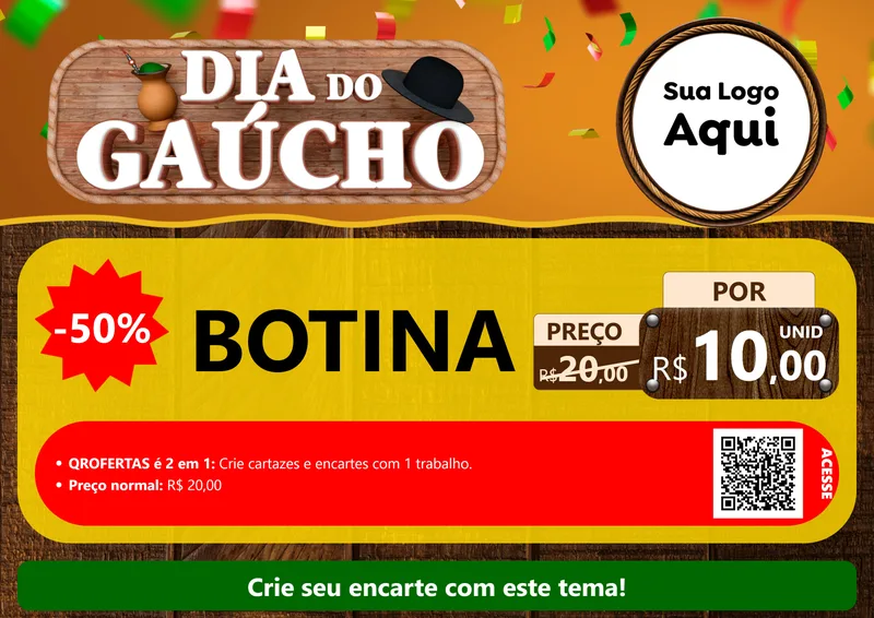 Modelo de Cartaz para Cartaz A4 Horizontal com o tema Dia do Gaúcho para Agropecuária
