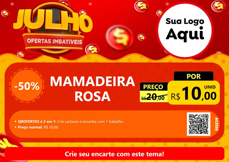 Modelo de Cartaz para Cartaz A4 Horizontal com o tema Julho Ofertas Imbatíveis para Bebês