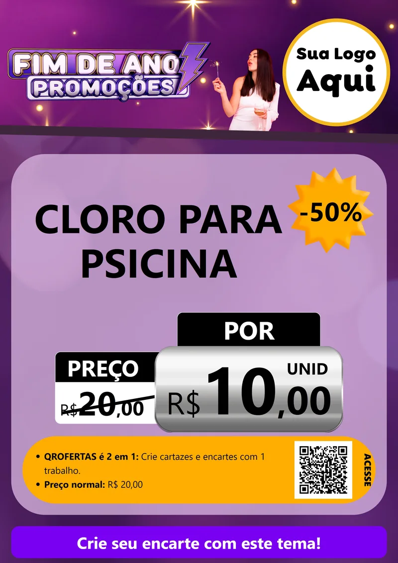 Modelo de Cartaz para Cartaz A4 Vertical com o tema Fim de Ano Promoções para Produtos para Piscina