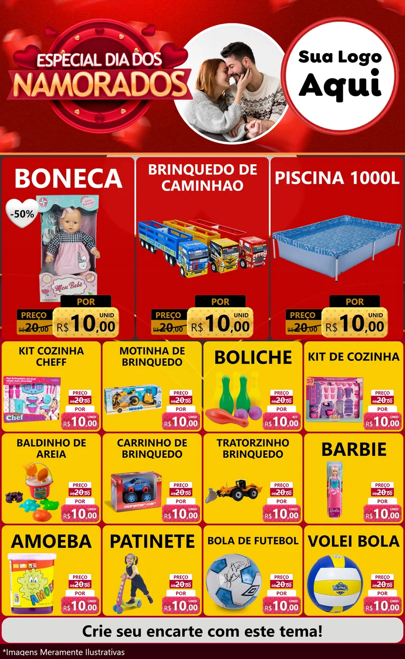 Modelo de Encarte para Encarte Grande com o tema Especial Dia Dos Namorados para Brinquedos
