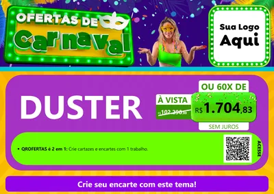 Modelo de Cartaz para Cartaz A4 Horizontal com o tema Ofertas de Carnaval para Concessionaria de Carros