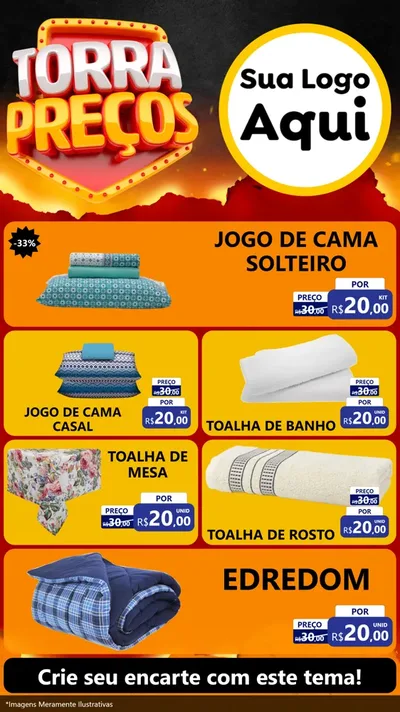 Modelo de TV para TV Vertical com o tema Torra Preços para Cama, Mesa e Banho