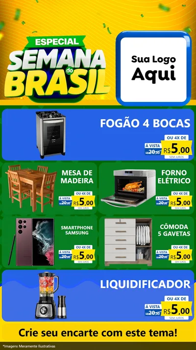Modelo de TV para TV Vertical com o tema Especial Semana do Brasil para Móveis e Eletro