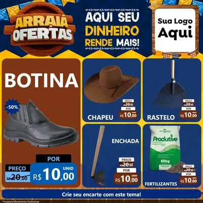Modelo de Rede Social para Feed Facebook com o tema Arraiá de Ofertas - Junina para Agropecuária