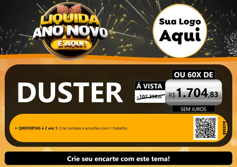 Modelo de Cartaz para Cartaz A4 Horizontal com o tema Liquida Ano Novo É Aqui! para Concessionaria de Carros