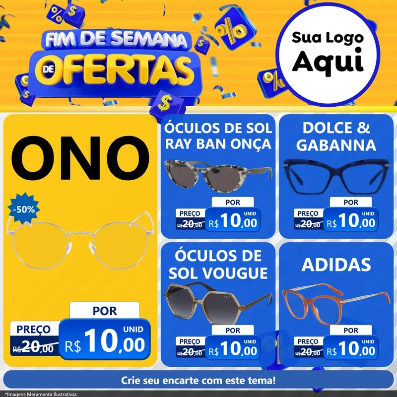 Modelo de Rede Social para Feed Facebook com o tema Fim de Semana de Ofertas para Óticas