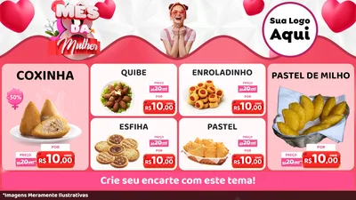 Modelo de TV para TV Horizontal com o tema Mês da Mulher para Salgadaria
