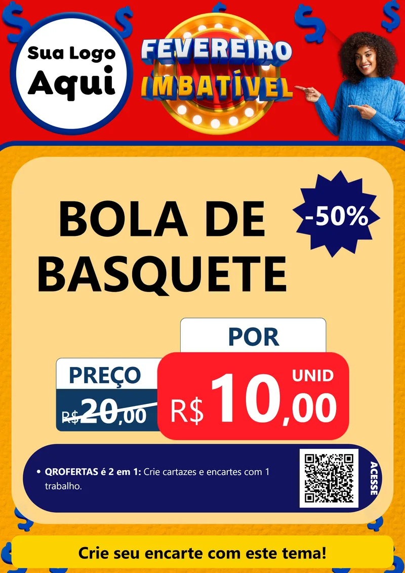 Modelo de Cartaz para Cartaz A4 Vertical com o tema Fevereiro Imbatível para Artigos Esportivos