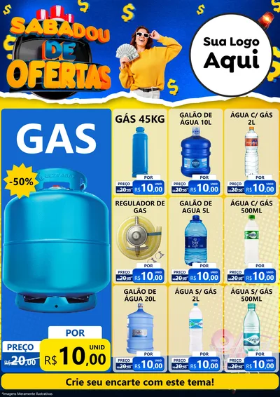 Modelo de Encarte para Encarte A4 Vertical com o tema Sabadou de Ofertas para Água e gás