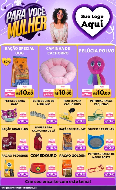 Modelo de Encarte para Encarte Grande com o tema Para Você, Mulher para Pet Shop