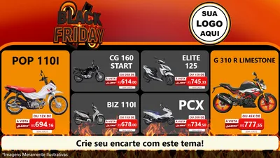 Modelo de TV para TV Horizontal com o tema Black Friday para Concessionaria de Motos