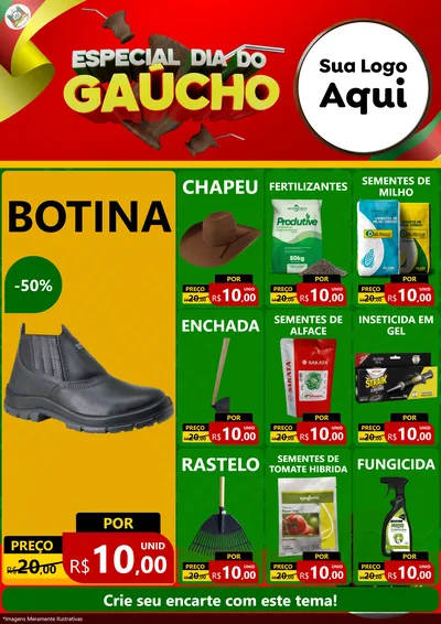 Modelo de Encarte para Encarte A4 Vertical com o tema Especial Dia do Gaúcho para Agropecuária