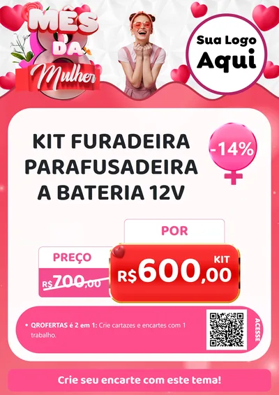 Modelo de Cartaz para Cartaz A4 Vertical com o tema Mês da Mulher para Maquinas e Ferramentas