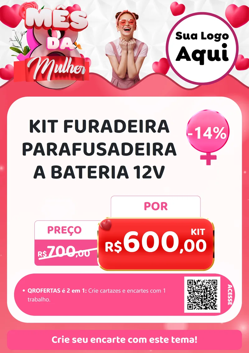 Modelo de Cartaz para Cartaz A4 Vertical com o tema Mês da Mulher para Maquinas e Ferramentas