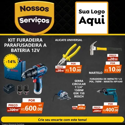 Modelo de Rede Social para Feed Facebook com o tema Nossos Serviços para Maquinas e Ferramentas
