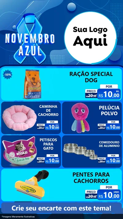 Modelo de TV para TV Vertical com o tema Novembro Azul para Pet Shop