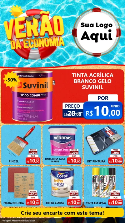 Modelo de Rede Social para Stories com o tema Verão da Economia para Tintas e Ferramentas