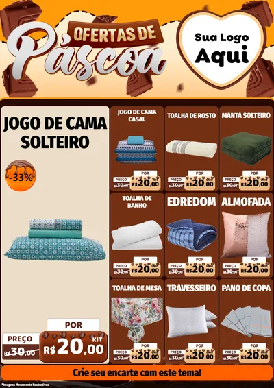 Modelo de Encarte para Encarte A4 Vertical com o tema Ofertas de Páscoa para Cama, Mesa e Banho